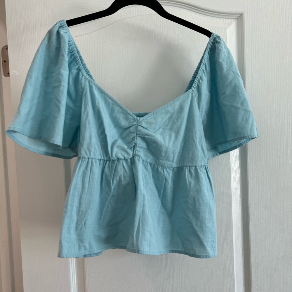 Abound Babydoll Gathered Front Blouse SZ L